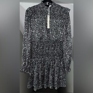 NWT She+Sky Long Sleeve Black and White Floral Dress